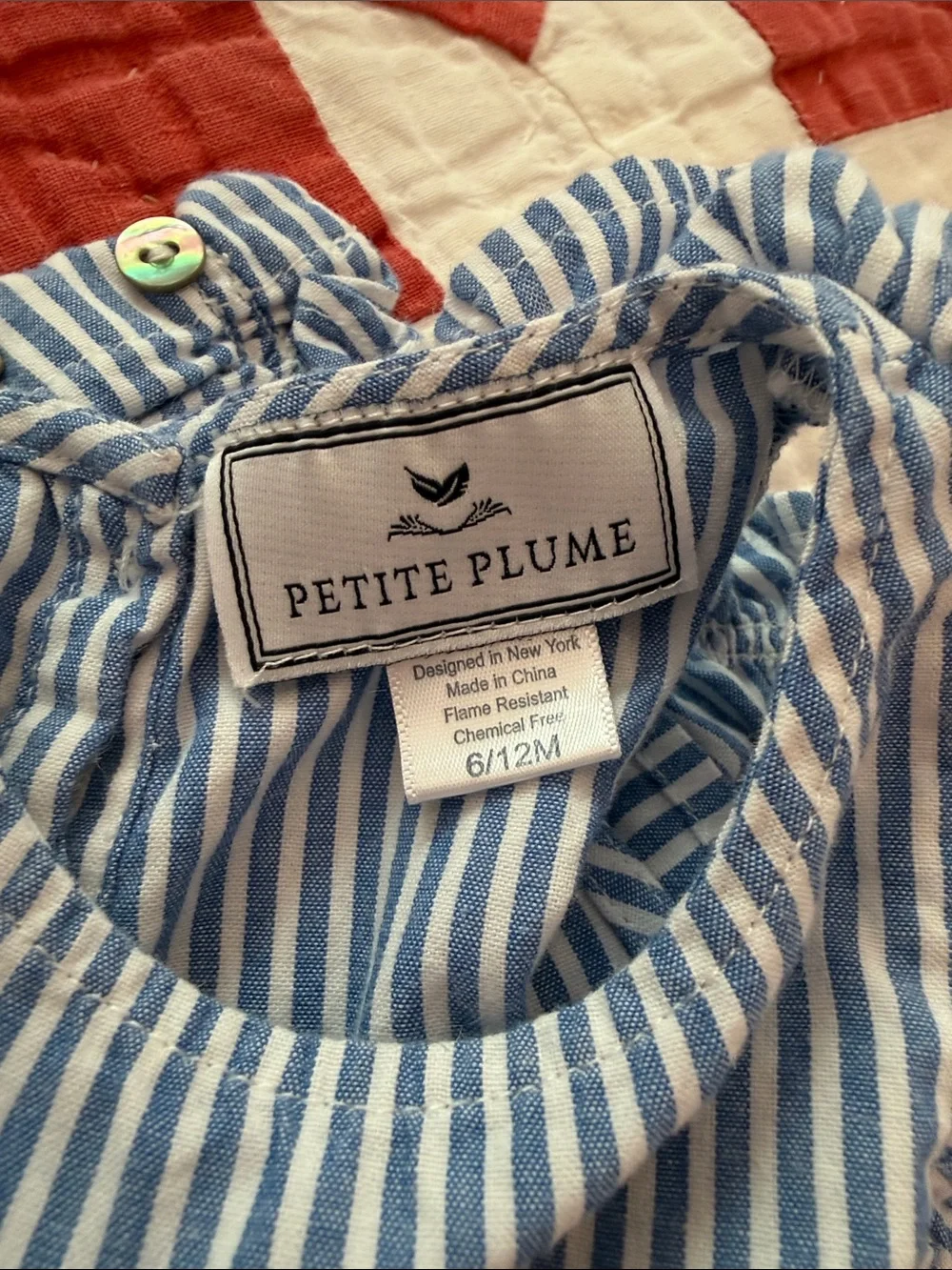 Petite Plume Blue Striped Baby Romper